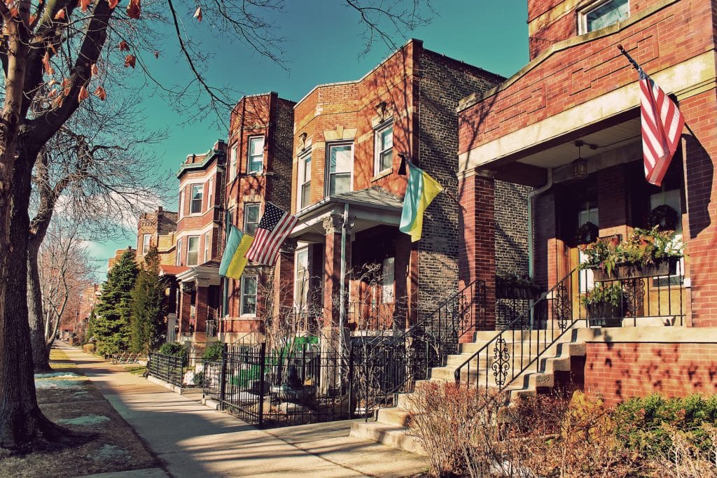 A Row of homes in Chicago's Bucktown neighborhood