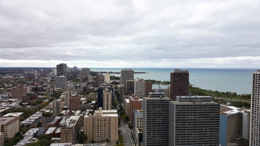 uptown, a neighborhood in Chicago from an arial view.